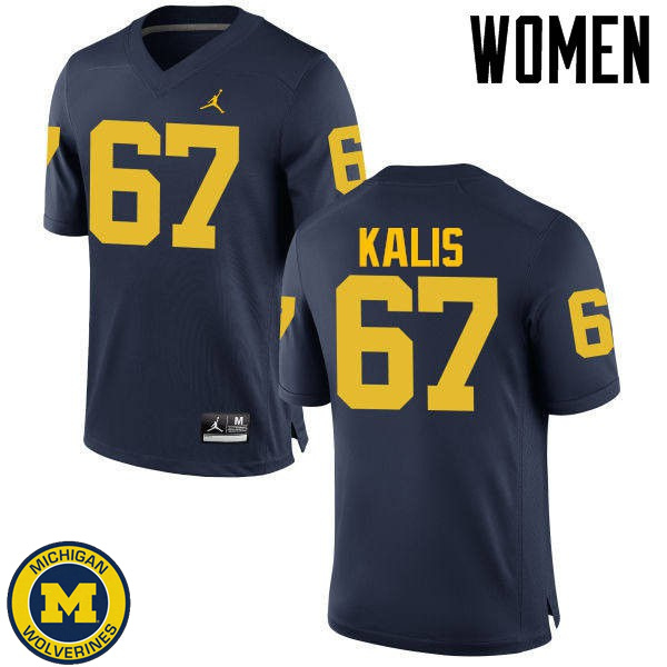 Womens Michigan Wolverines #67 Kyle Kalis Navy High School Jersey